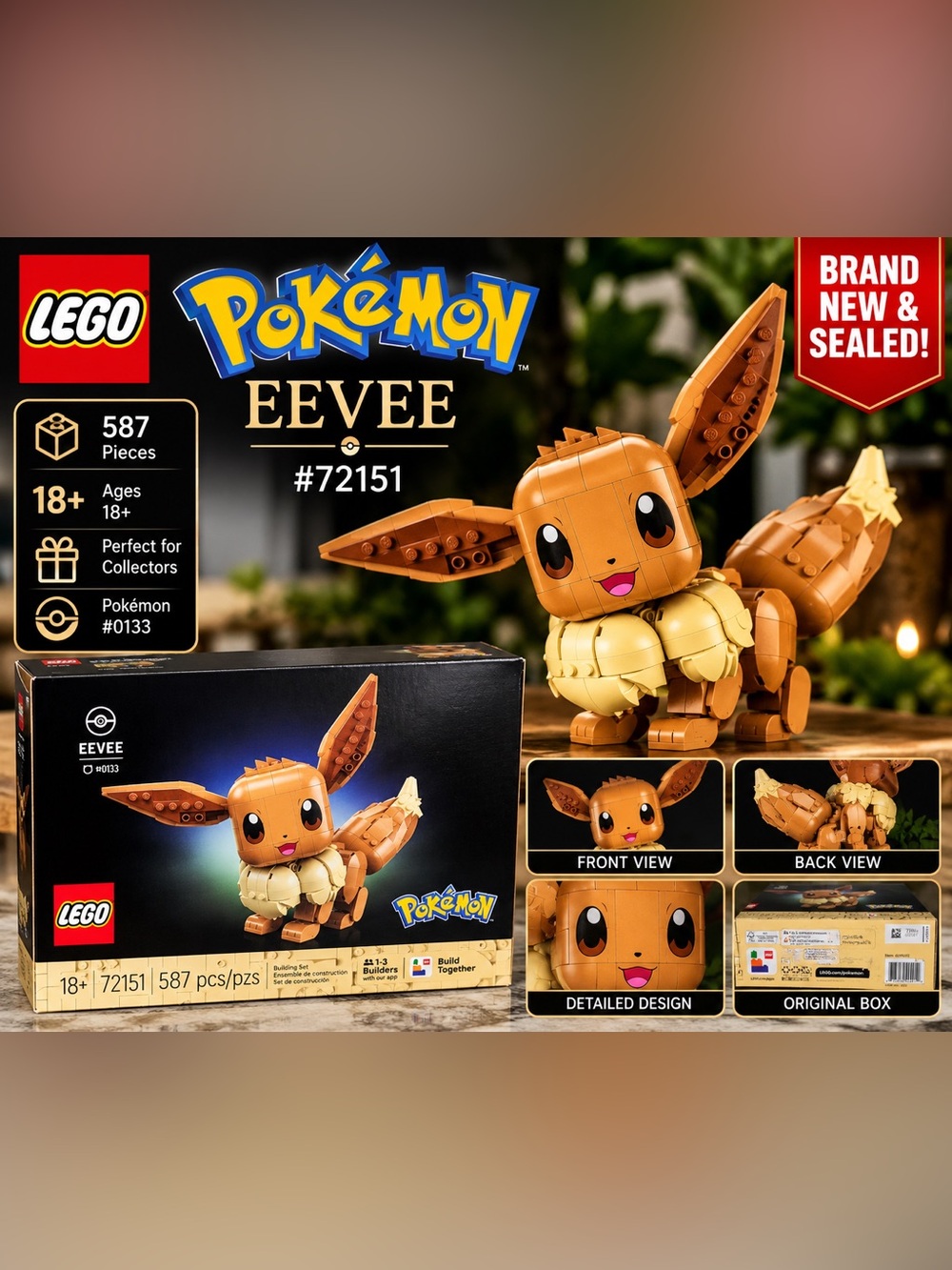 Lego Pokémon Eevee Building Figure - Brown & Cream